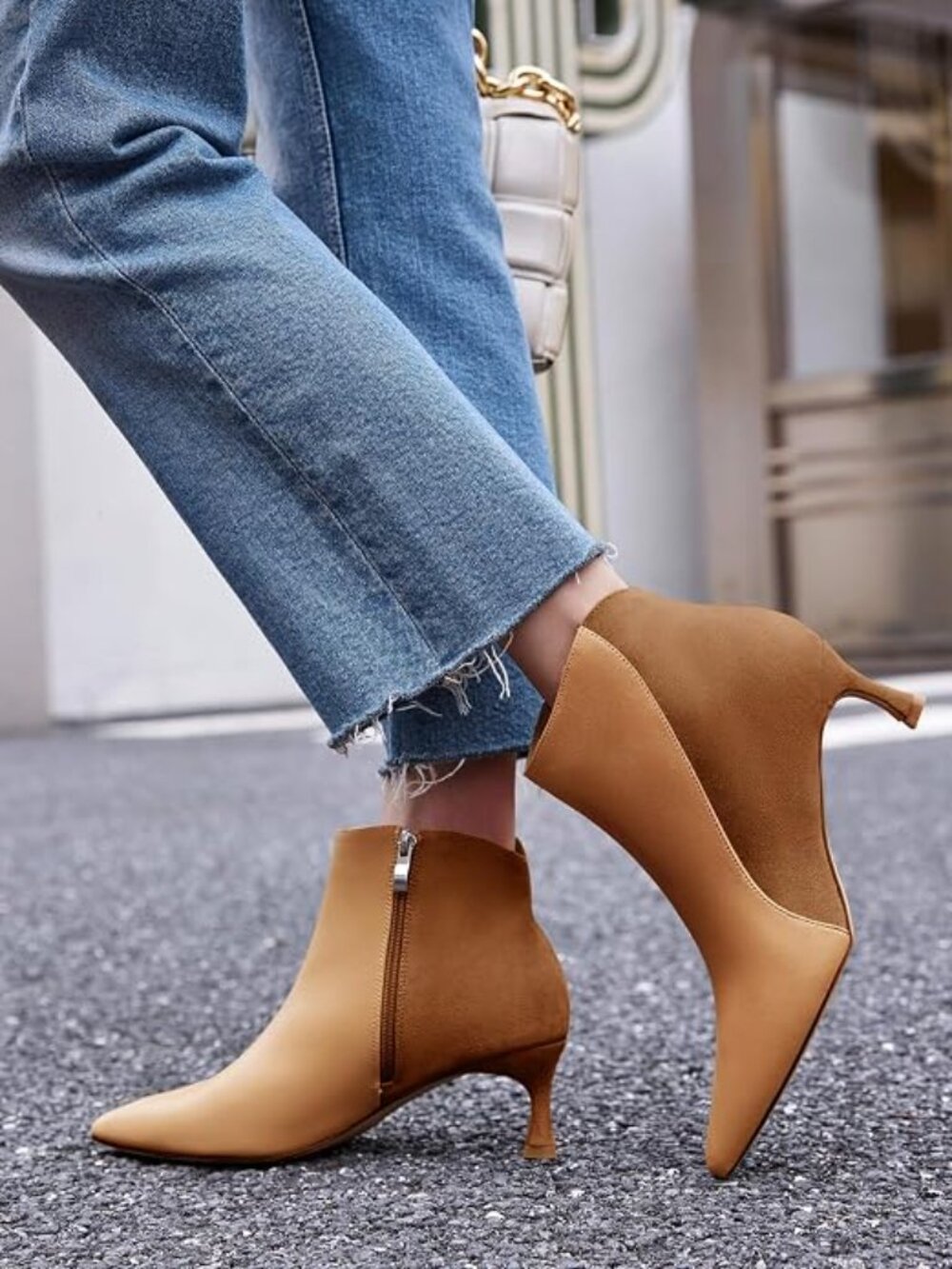 Womens Kitten Heel Ankle Boots